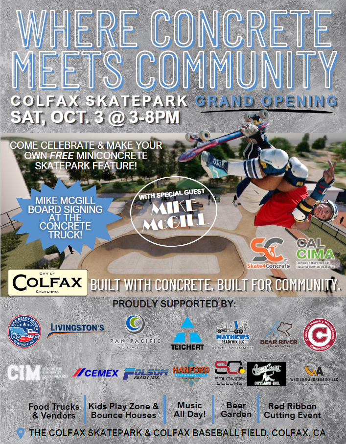 Folsom Ready Mix Helps Bring the Colfax Skatepark to Life